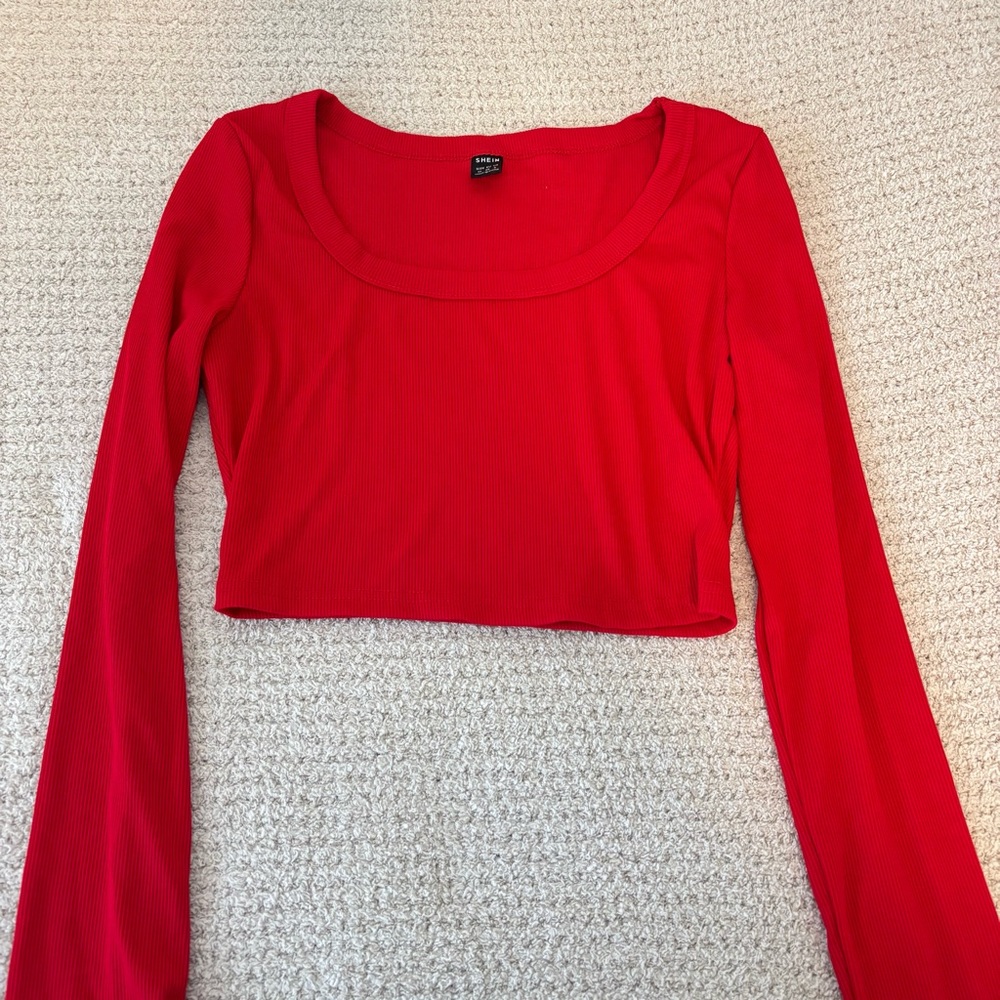SHEIN Vibrant Red Long Sleeve Blouse
